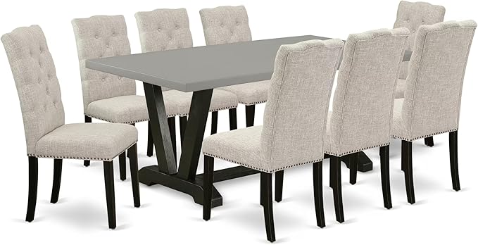 East West Furniture V697EL635-9 9 Piece Dining Set Includes a Rectangle Dining by EastWestFurniture