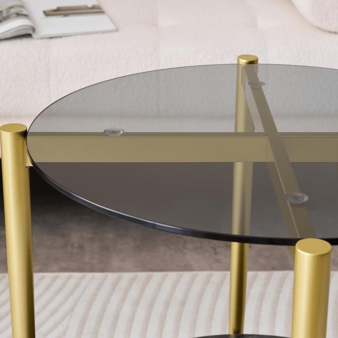Round Glass End Table, Mid-Century Modern Design Sofa Table - Image 6