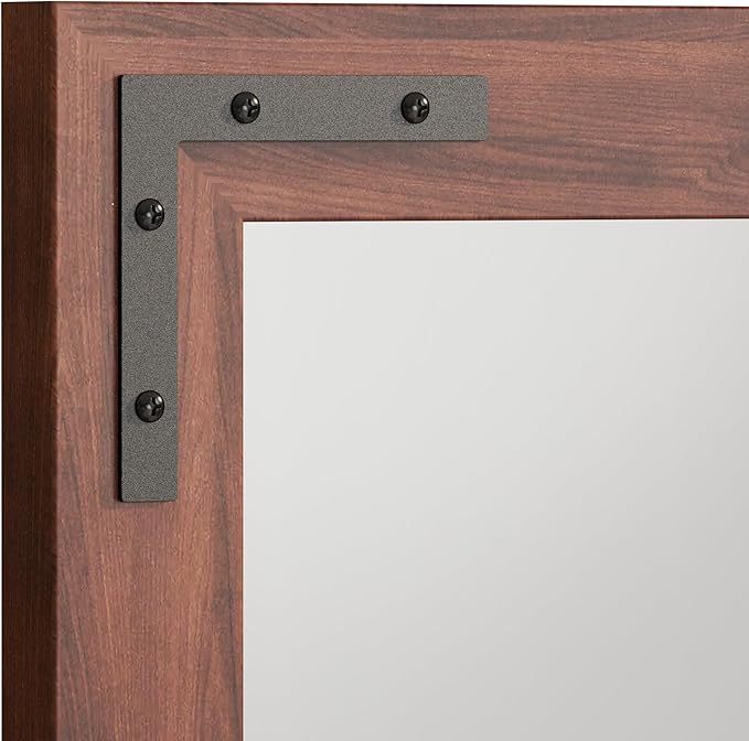 VocalStar Rustic Wood Framed Mirror 28 x 40 Inch, Natural Dark Brown Wooden - Image 7