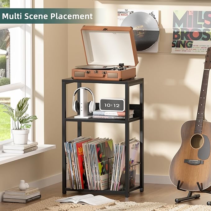 LELELINKY Record Player Stand Set of 2, 3-Tier End Side Table - Image 3