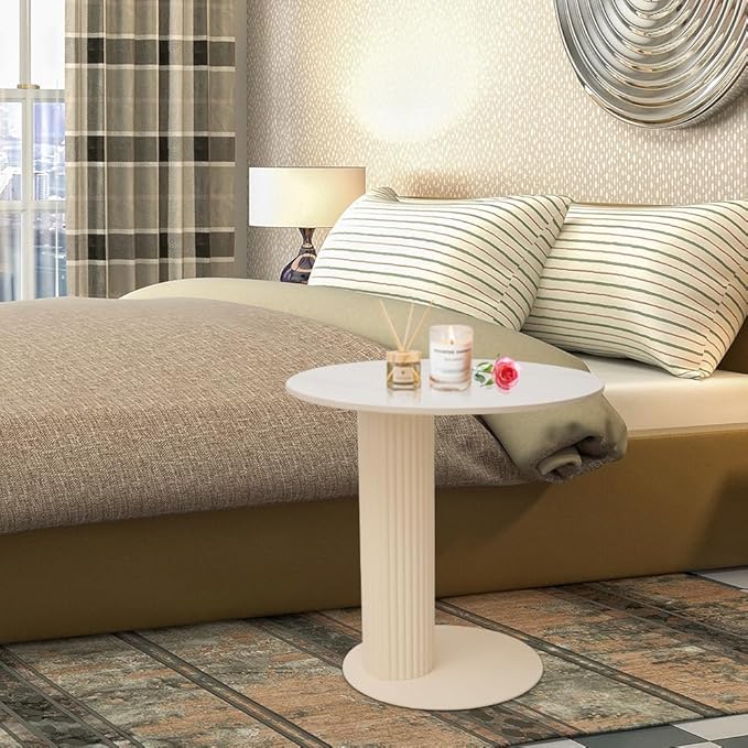 Side Table with Marble Top Metal Roman Colum End Table Modern Sofa Side End - Image 2
