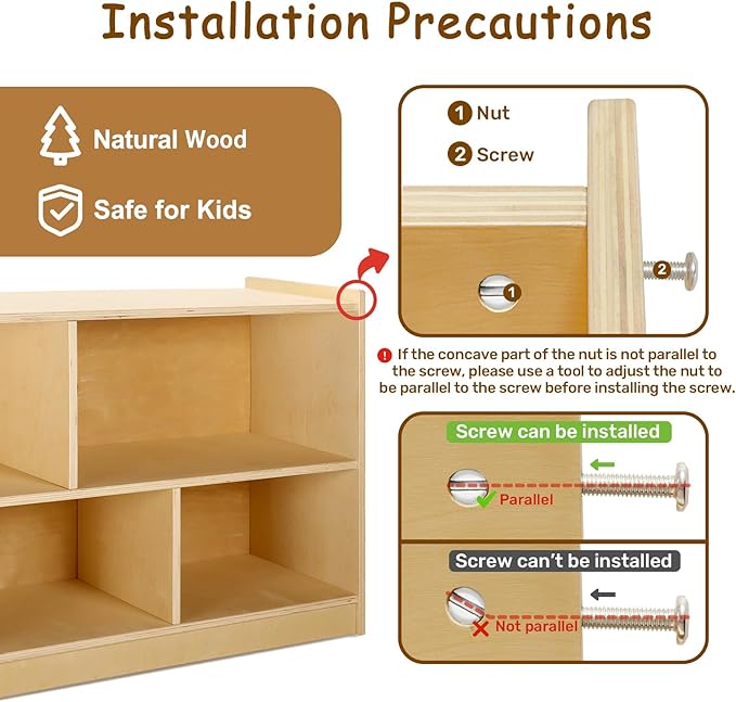 wingyz Wooden Storage Cabinet, 5-Section Montessori Bookshelf, Kids Toy Storage - Image 6