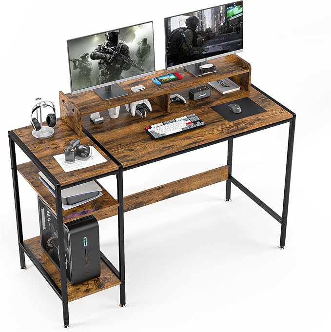 Computer Desk Gaming Desk with Monitor Stand, Home Office Desk Suitable by VivomexisAura