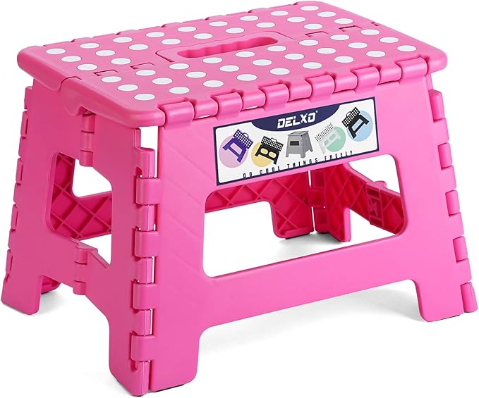 Delxo Folding Step Stool, 9 inch Non-Slip Foldable Stools Up to 300 LBS by Delxo