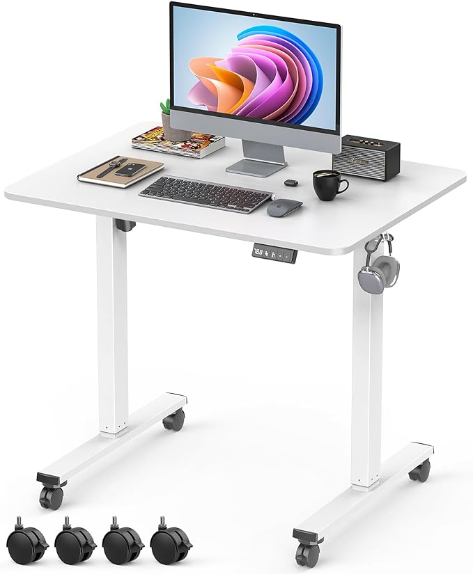 Small Height Adjustable Electric Standing Desk, 31.5" x 23.6" Sit Stand up Desk by XyndyxErgonomicDesign