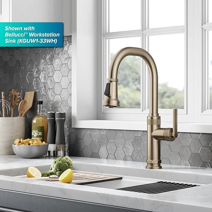 KRAUS Allyn Industrial Pull-Down Single Handle Kitchen Faucet in Spot-Free - Image 14