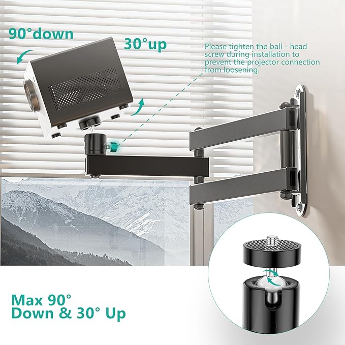 WALI Foldable Projector Wall Mount Universal Adjustable Wall Projector Mount - Image 6