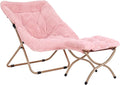 Dorm Chair with Ottoman, X-Large Soft Saucer Chair, Oversized Folding Faux Fur by Furlide