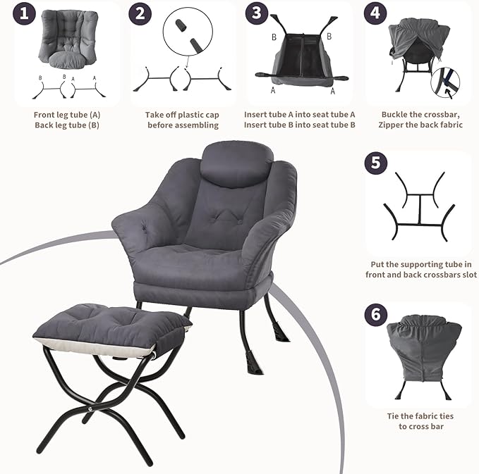 IDEALHOUSE Lazy Chair with Ottoman - Image 7