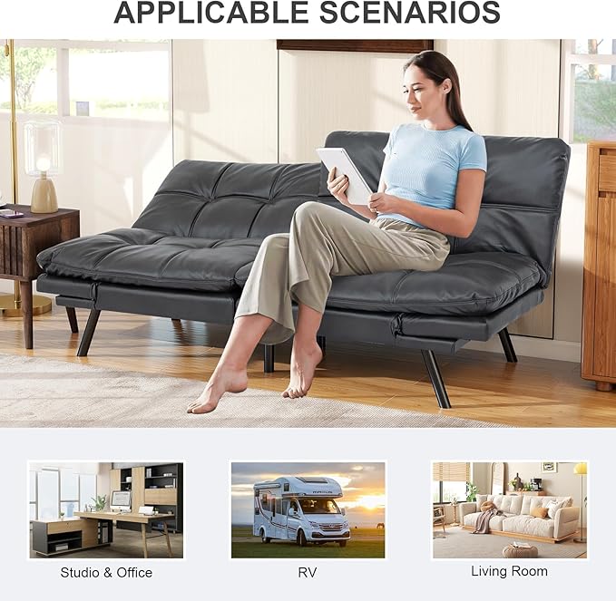 Vipbear Futon Sofa Bed Couch, Space-Saving Loveseat - Image 5