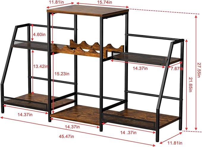 Liquor Cabinet with Fences, Wine Rack Freestanding Floor, 4 Tier Trapezoidal - Image 6
