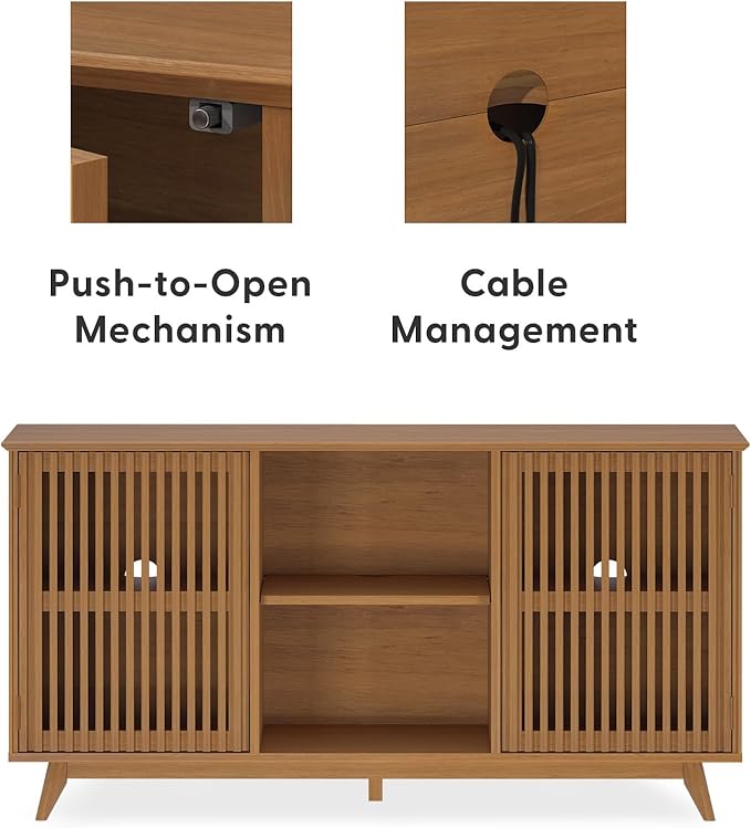 Plank+Beam Mid-Century Modern Wood TV Stand, Solid Wood Entertainment Console - Image 5