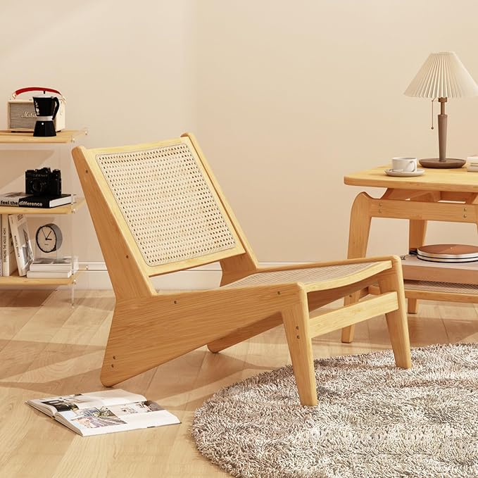 Rattan Accent Chair for Living Room, Mid Century Side Chair, Comfy Bamboo - Image 9