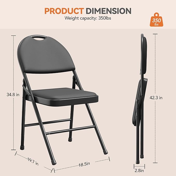 GarveeHome 4 Pack Folding Chairs - Image 2