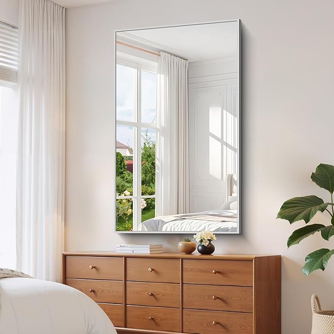 YIROMAN Bathroom Mirror 60"x36", Large Brushed Silver Bathroom Mirror - Image 9