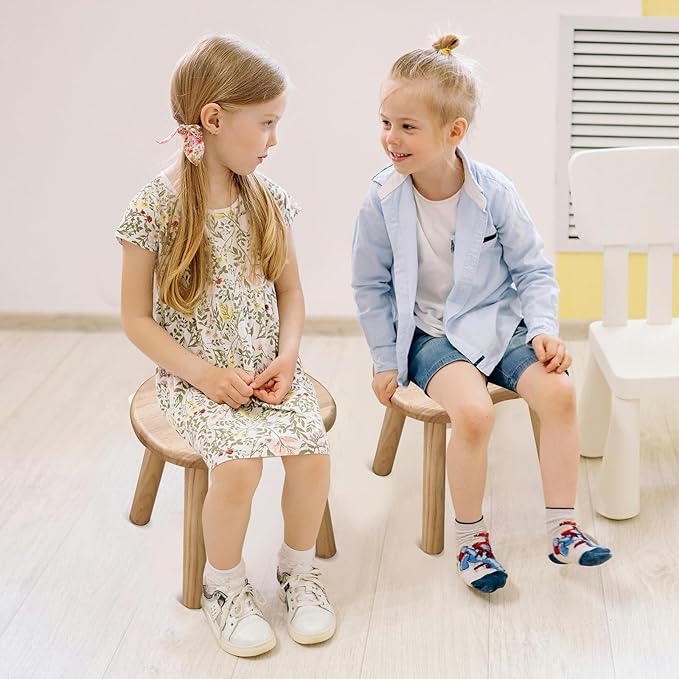 Wooden Stool, Small Step Stool for Kids, 10 inch Small Short Solid Wood Chair - Image 6