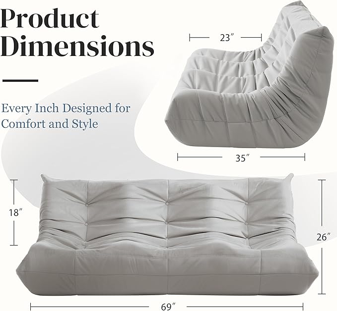 Bean Bag Chair, Large Fireside Chair Bean Bag Sofa - Image 2