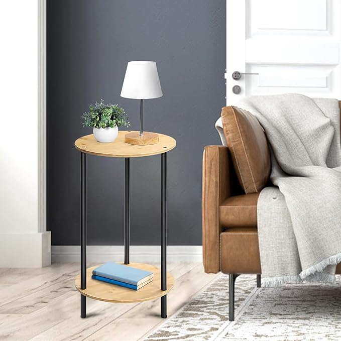 Small Round Table Set of 2, End Tables Living Room, Side Tables - Image 2