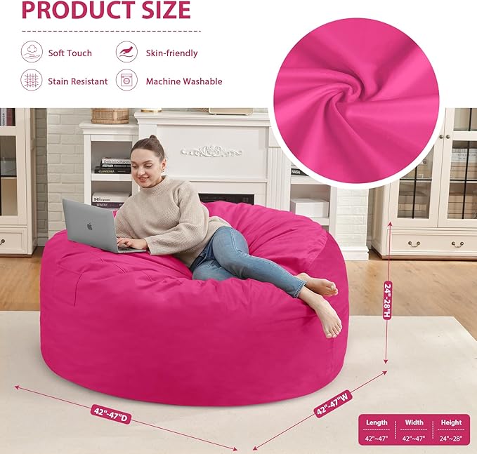 4FT Bean Bag Chair, Large Bean Bag Chairs - Image 3