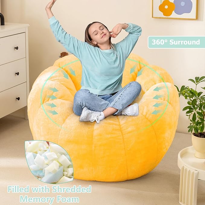 Pumpkin Bean Bag Sofa Chair for Adult, Beanbag Couch - Image 5