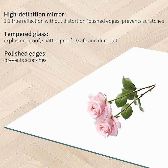 KOCUUY Frameless Mirror, Unframed Vanity Mirror, Large Rectangle Mirror - Image 3