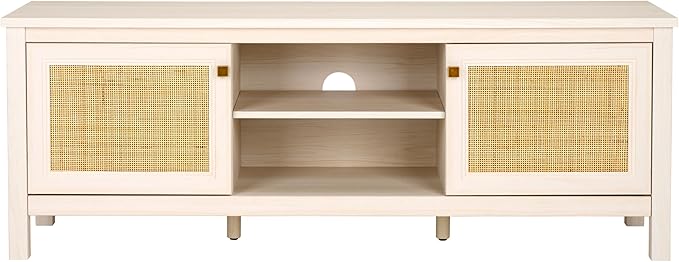 SAFAVIEH Evane TV Stand for up to 65" Flatscreen – Bleached White & Natural - Image 8