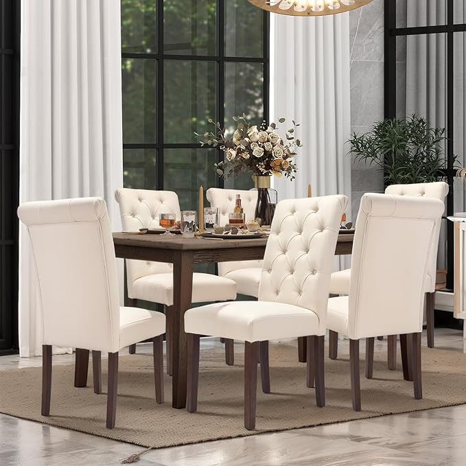 COLAMY Tufted Dining Chairs Set of 4, Accent Parsons Diner Chair Upholstered - Image 7