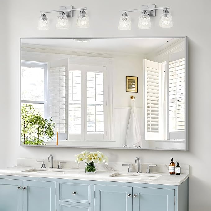 40x60inch Silver Bathroom Mirror, Large Rectangular Wall Mirrors - Image 2