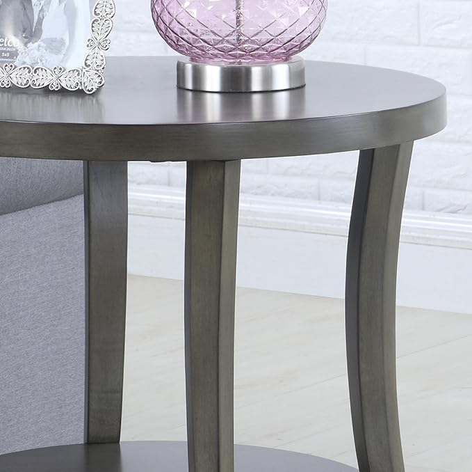 Roundhill Furniture Perth Contemporary Oval Shelf End Table - Image 2