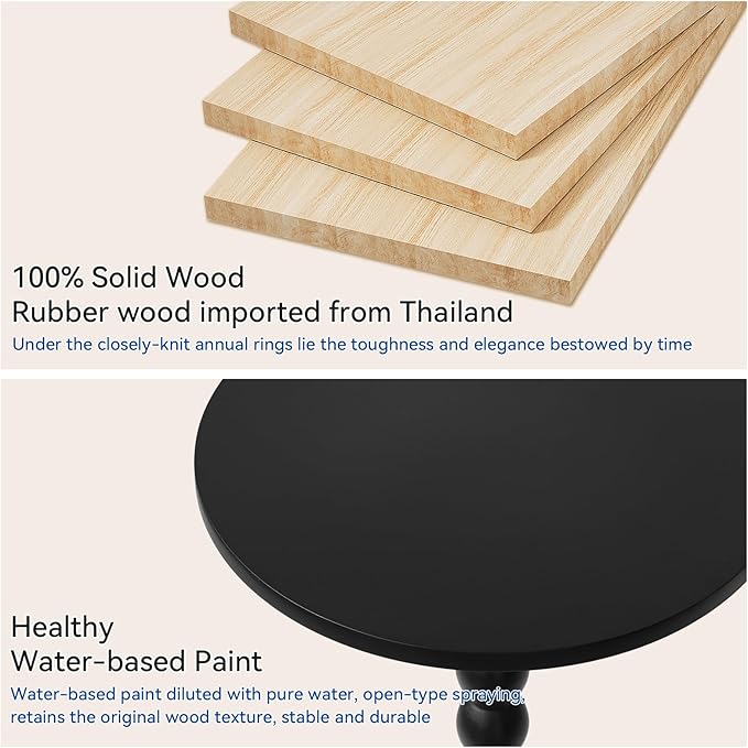 Round Side Table, Solid Wood Drink Table, Modern Minimalist Bedside Table - Image 5