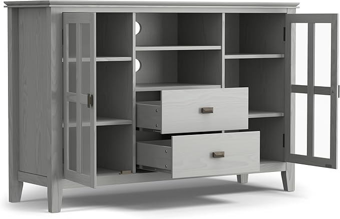 SIMPLIHOME Artisan SOLID WOOD 53 inch Wide Contemporary TV Media Stand in Fog - Image 3
