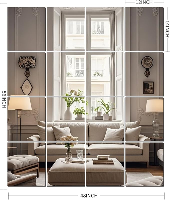 14" x 12" Glass Wall Mirror Tiles - Image 5