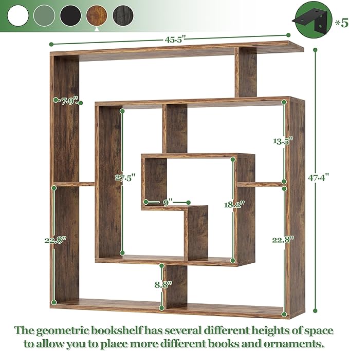 armocity 6 Tier Display Book Shelf Wall Mounted Bookshelf Freestanding - Image 3
