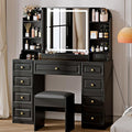 42" Makeup Vanity Desk with Mirror and Lights, & Power Outl, Glass Top Big by Arulvmrn