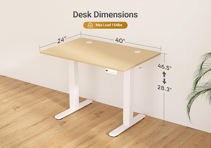 Seang Electric Standing Desk Adjustable Height, 40 x 24 Inch Sit Stand Desk - Image 3