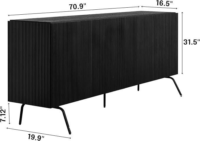 NTC Veil Modern Sideboard with 4 Doors, Buffet Cabinet with Vertical Groove - Image 2