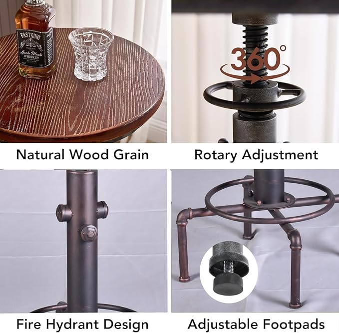 Topower Industrial Bar Table 31.5-41.3" Adjustable Pub Table Kitchen Dining - Image 5