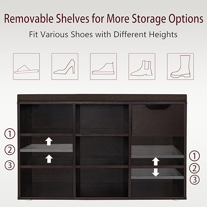 DINZI LVJ Shoe Bench, Entryway Storage Bench - Image 4