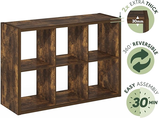 Furinno Cubicle Open Back Decorative Cube Storage Organizer, Amber Pine - Image 6