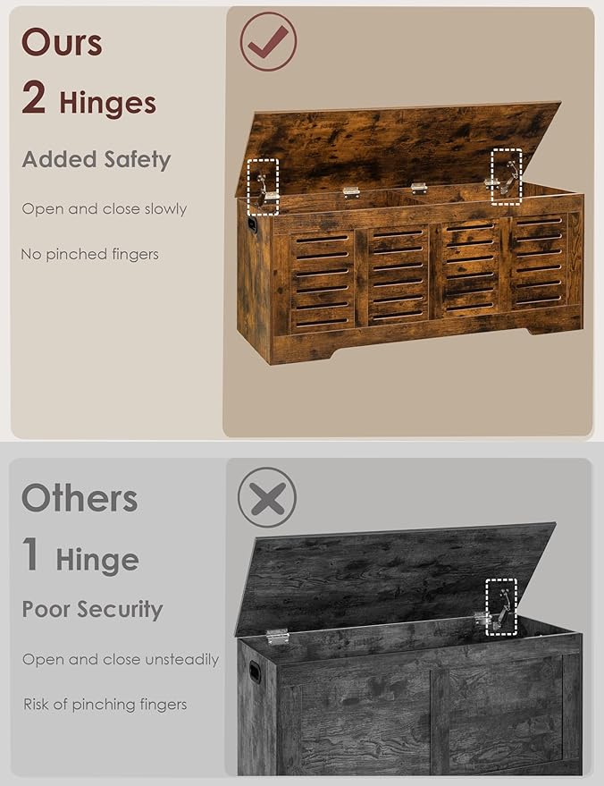 DINZI LVJ Storage Chest, 47.3” Wooden Toy Box - Image 2