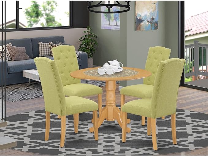East West Furniture DLCE5-OAK-07 5 Piece Dining Table Set - Image 2