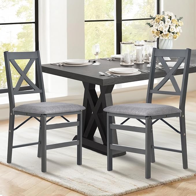 COLAMY Folding Dining Chairs Set of 2 – Dark Grey Upholstered Dining Room Chairs by COLAMYINC