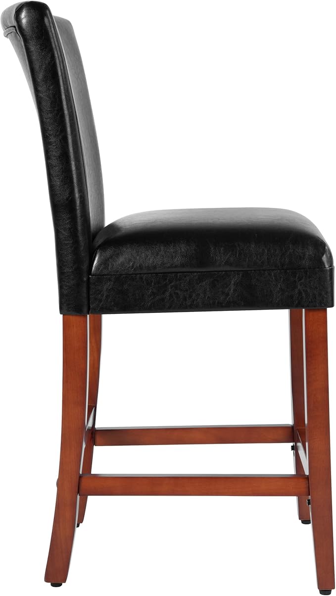 Homepop Home Decor | Classic Counter Height Bar Stools | Faux Leather 24 Inch - Image 6