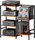 Record Player Stand Table with Vinyl Record Storage Holder-Up to 200+ Albums by Cottage+Charm