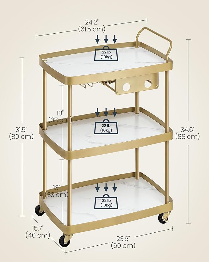 SONGMICS HOME Bar Cart, Home Bar Serving Cart - Image 5