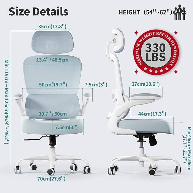 TRALT Office Chair Ergonomic Desk Chair, 330 LBS Home Mesh Office Desk Chairs - Image 2