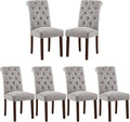 COLAMY Button Tufted Dining Chairs Set of 6, Parsons Upholstered Fabric Dining by COLAMYINC