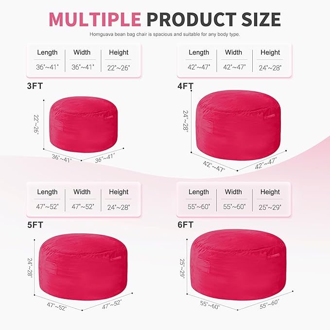 Homguava 5 FT Bean Bag Chair: 5' Bean Bags - Image 2