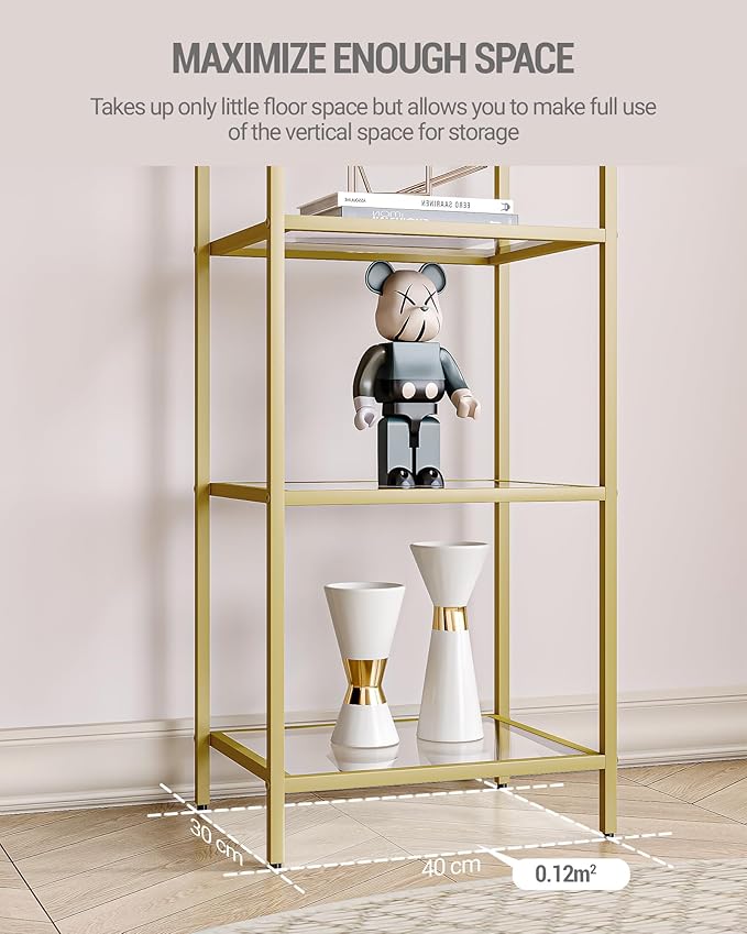 Bookcase Bookshelf, Tempered Glass Bookshelves, Slim Shelving Unit - Image 7