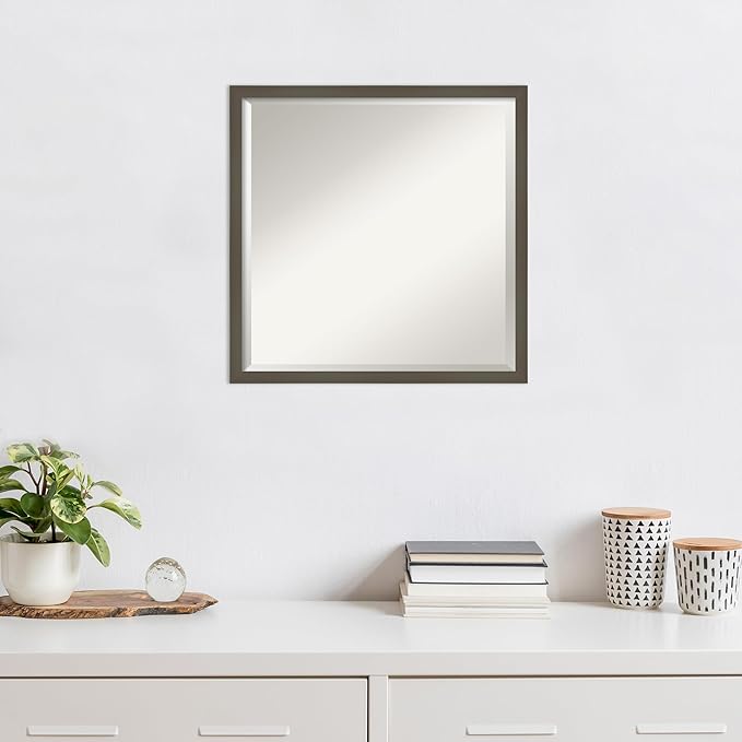 Amanti Art Grey Wall Mirror 21x21 Svelte Clay Grey Square Bathroom Mirror - Image 4